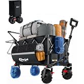 Electric Utility Cart, 300W Battery Powered Wagon with Push &amp; Pull Design | 24,000mAh Detachable Battery, 180L Capacity, Push &amp; Pull Design, Off-Road Wheels, Ideal for Camping &amp; Grocery Shopping