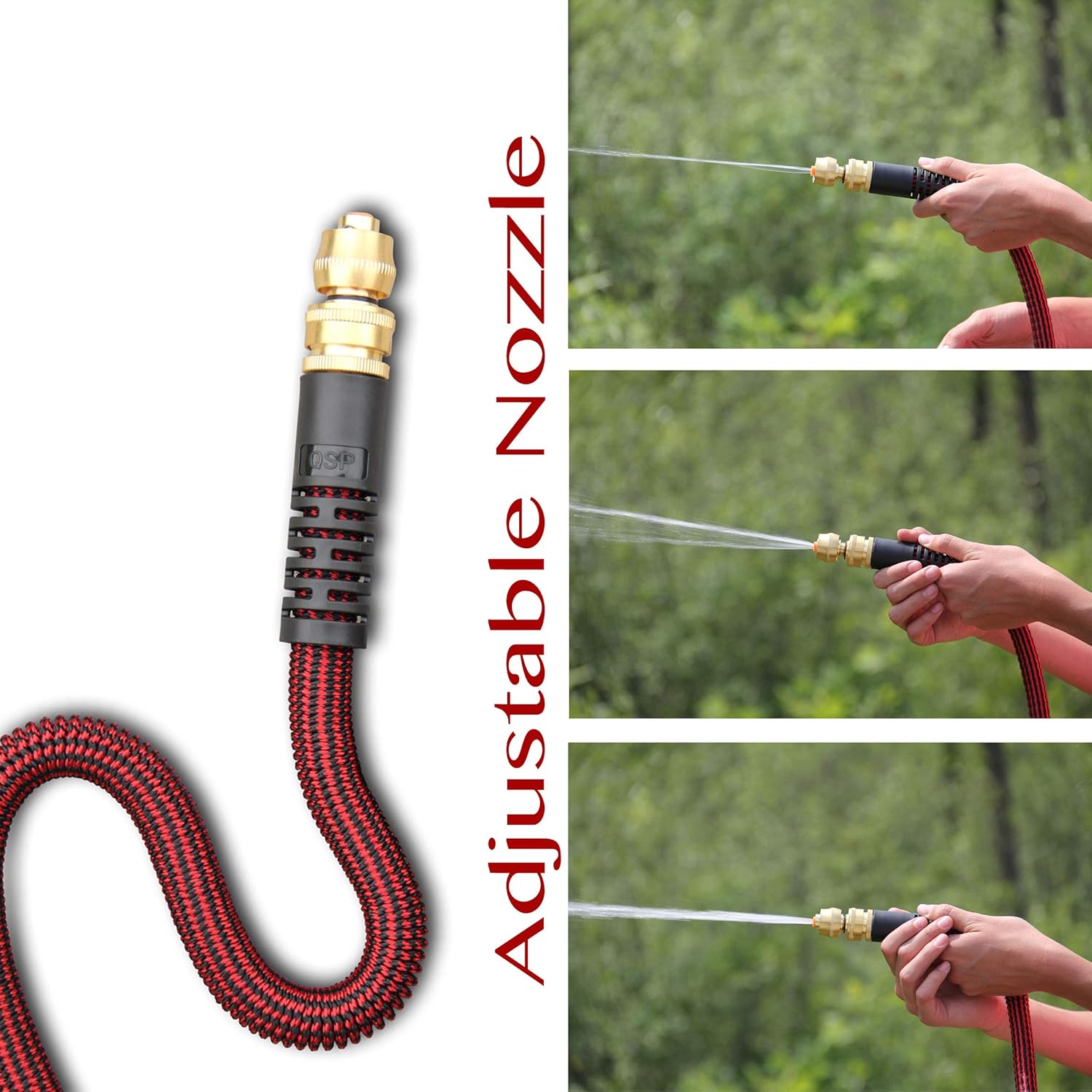 Pure Expandable Garden Hose 50 FT with Spray Nozzle Best Expanding Retractable Water Pipe for Garden Lawn Zero Kink Red Line : Garden & Outdoor