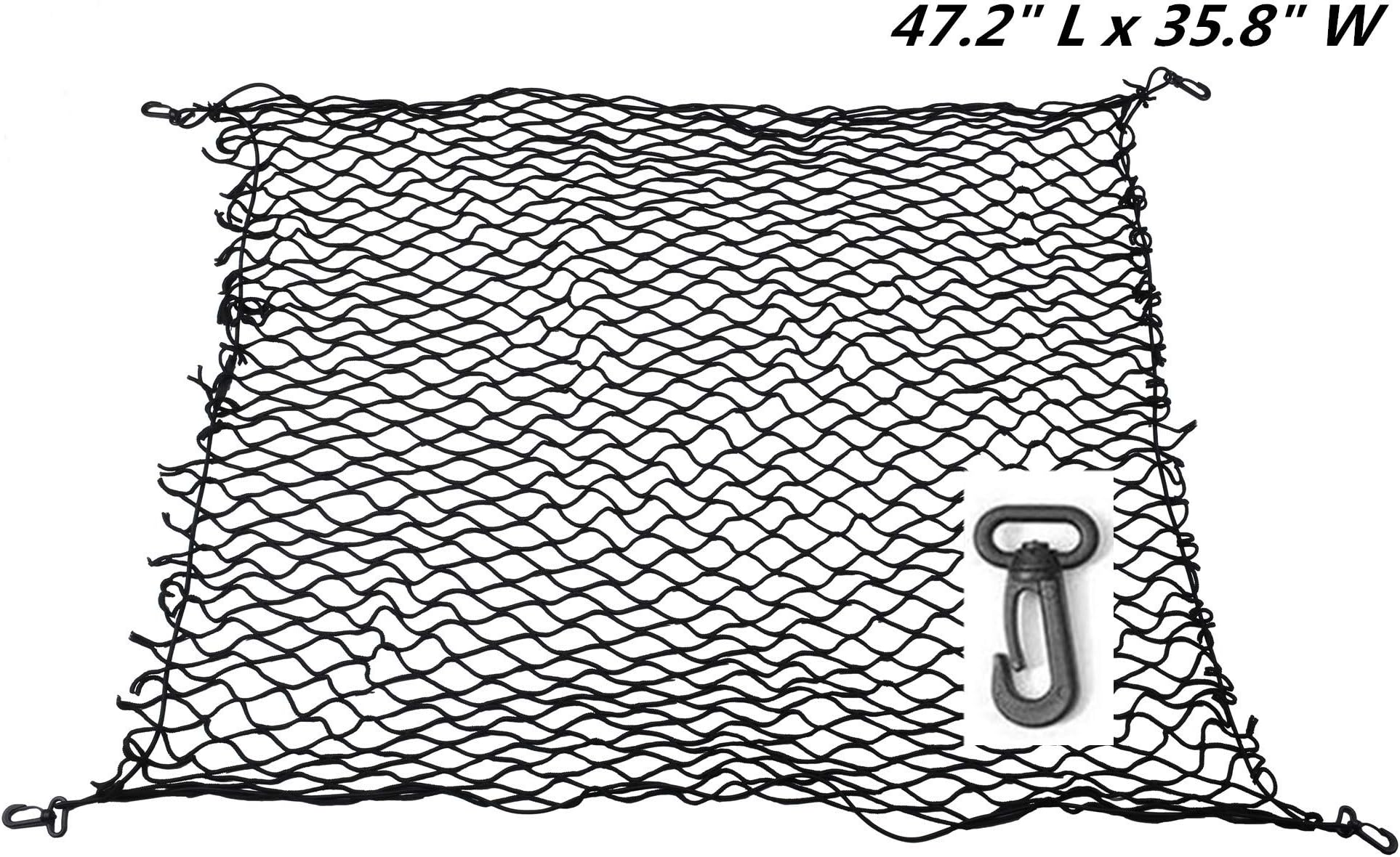 GODEPALONG Cargo Wagon Net Adjustable Elastic Heavy Duty Stretchable Collapsible Folding Outdoor Utility Cargo Net with Hooks for Car SUV Truck Mini Vans 47.2" L x 35.8" W(Black)