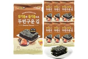 KIM'S TABLE NORI LAND Roasted Seaweed Snack, Kimchi Flavor – Korean Seasoned Seaweed Sheets, Light & Crispy, Healthy Low Calorie Gluten Free Vegan Snack, 6 Convenient Packs (0.14oz Each)