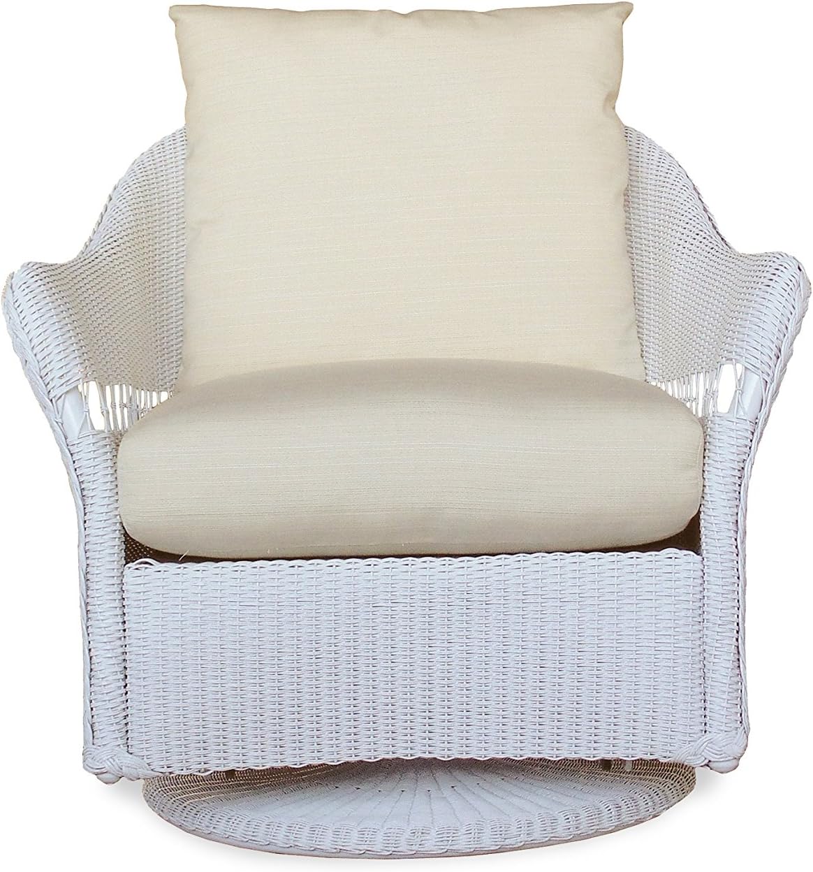 Lloyd Flanders 72291-001-733 Freeport Collection Swivel Lounge Glider in White Loom Finish, HiFi Glow