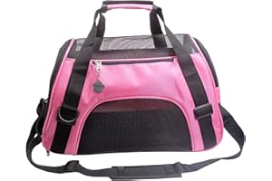 ZaneSun Cat Carrier,Soft-Sided Pet Travel Carrier for Cats,Dogs Puppy Comfort Portable Foldable Pet Bag Airline Approved (LightPink)