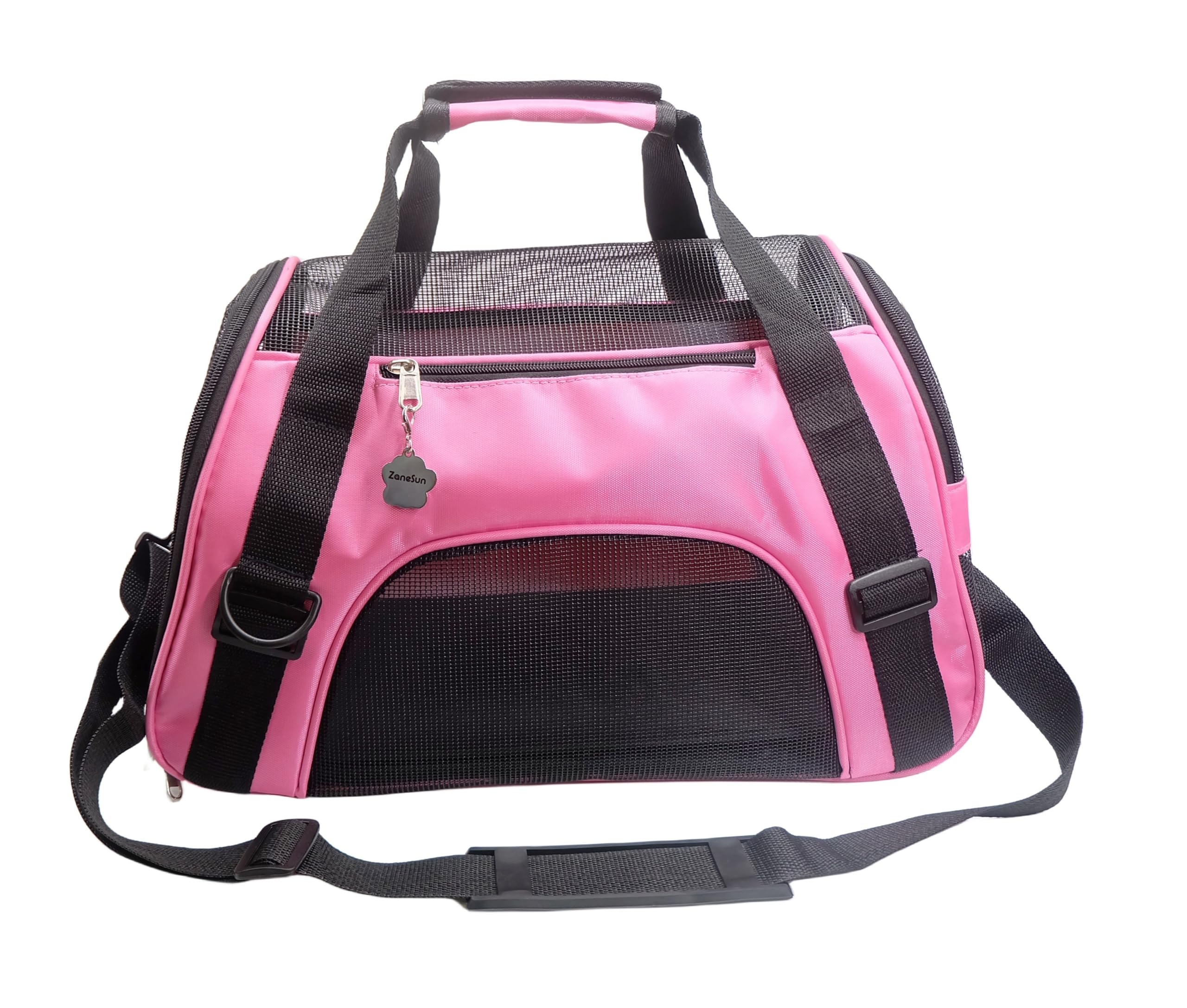 ZaneSun Cat Carrier,Soft-Sided Pet Travel Carrier for Cats,Dogs Puppy Comfort Portable Foldable Pet Bag Airline Approved (LightPink)