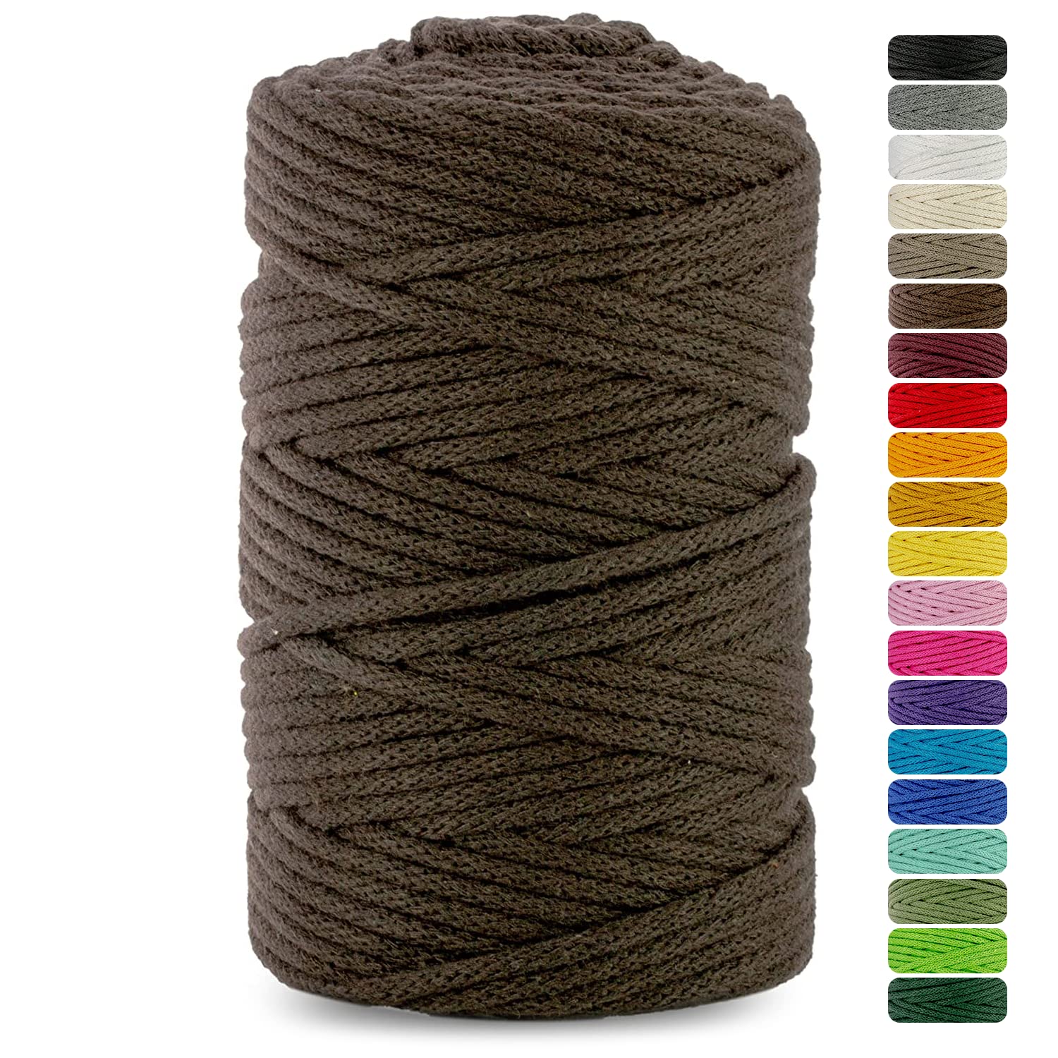 Netuno 1x Macrame Cord Braided Macramé Yarn Dark Brown 5 mm x 100 m 0,2 inch x 3 937 inch Natural Twine String Cotton Cord Ideal Project Hanging Baskets DIY Handbags Decoration