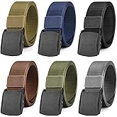 Jumbofit 6 Pack Nylon Military Tactical Belt for Men/Women Webbing Canvas Work Belts with Plastic Buckle