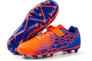 FEETHING Kids Soccer Cleats for Boys Girls Soccer Shoes Firm Ground Youth Lightweight Athletic Training Football Cleats for Little/Big Kid