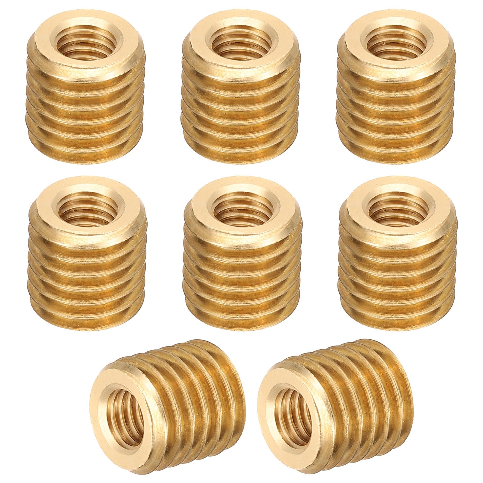 PATIKIL Brass Threaded Repair Insert Nut, 8 Pcs M14xM8x14mm Male to Female Thread Sleeve Inserts Reducing Nut Adapter Reducer Screw Sleeves