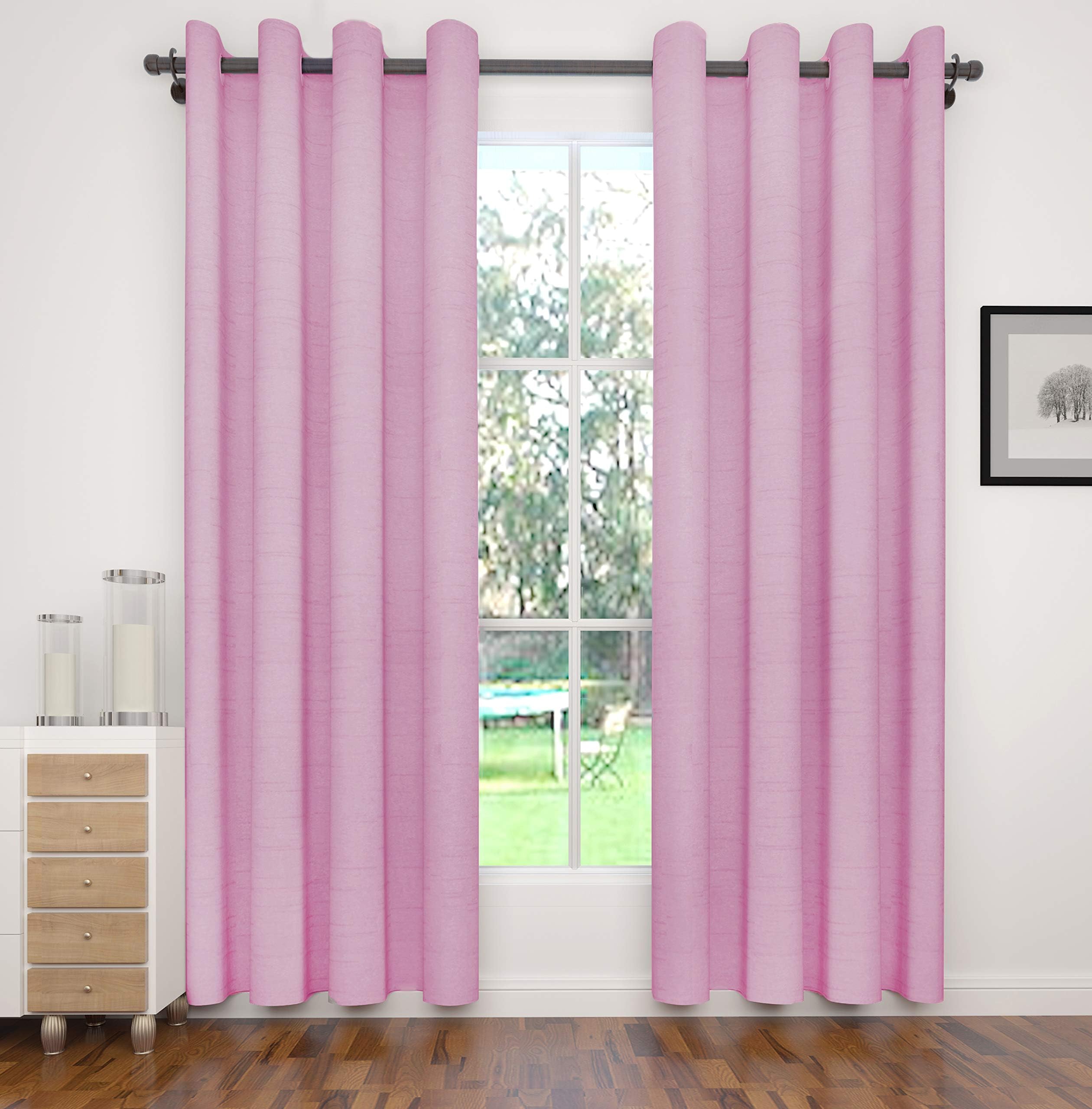 Vantextile 3 Pass Coated Thermal Bedroom Eyelet Blackout Curtains, Block Out 95% Sunlight, Reduce Noise&Protect Privacy,One Pair.(66''x54'', Pink)