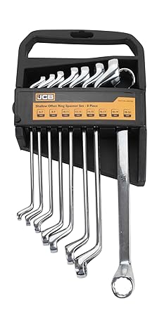 JCB Tools Metric Shallow Offset Ring Spanner Set, Mirror Finish, 8pc, 22027538