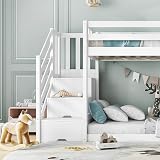 BTM Children's Bunk Bed Frame 3FT with Ladder & Slide, Storage Steps view 7