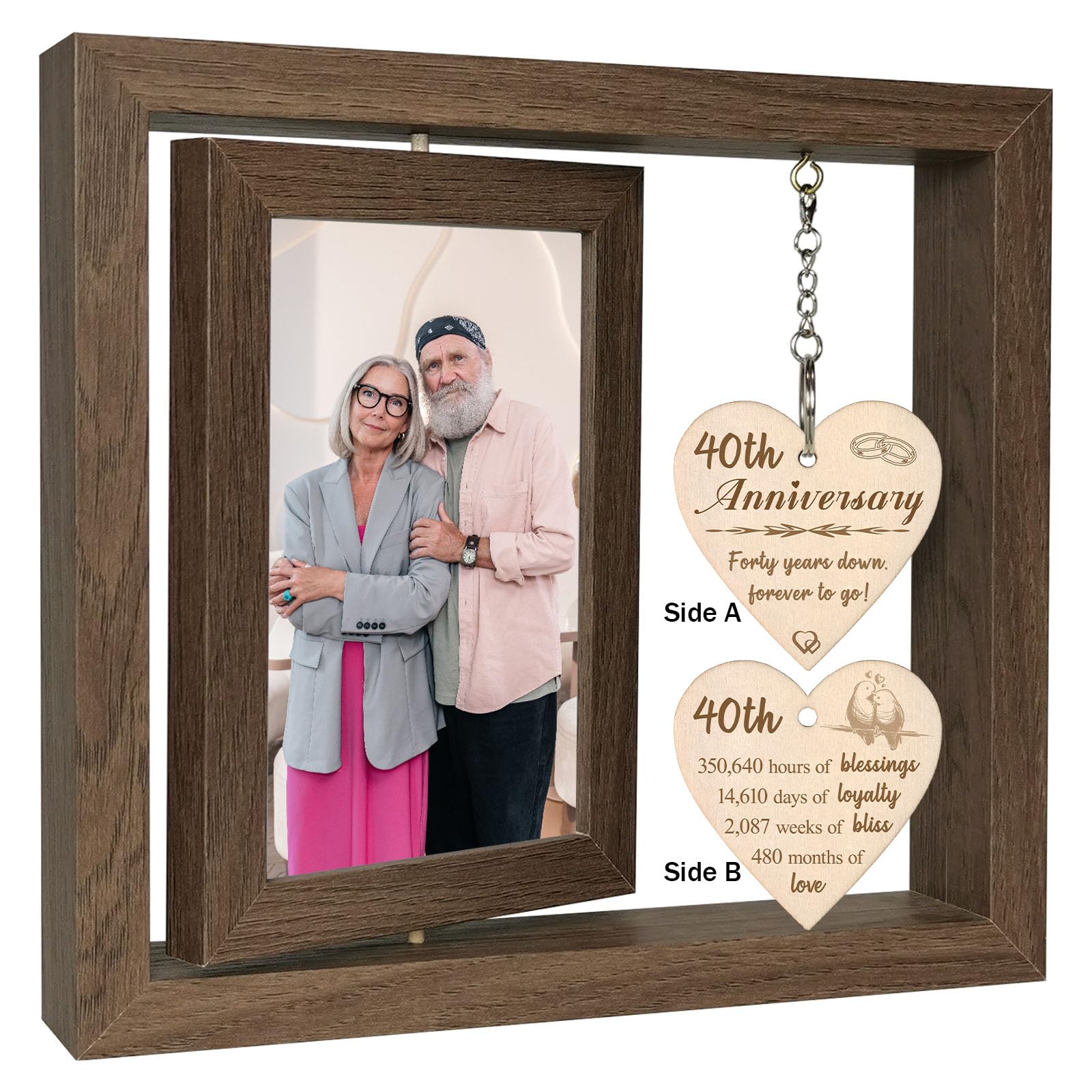 40th Wedding Anniversary Photo Frame Gifts, Ruby Anniversary Frame for Couple Parents (Dis Two 15x10 cm) — image 1