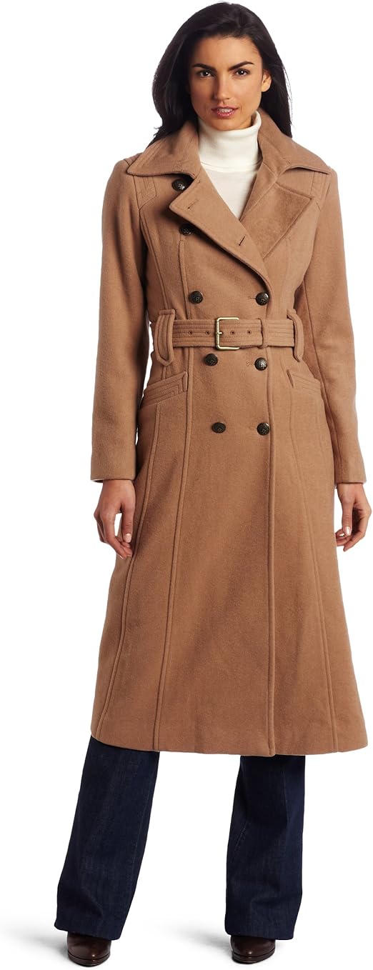 Vince Camuto Women's Long Wool Jacket, Camel, XLarge Clothing
