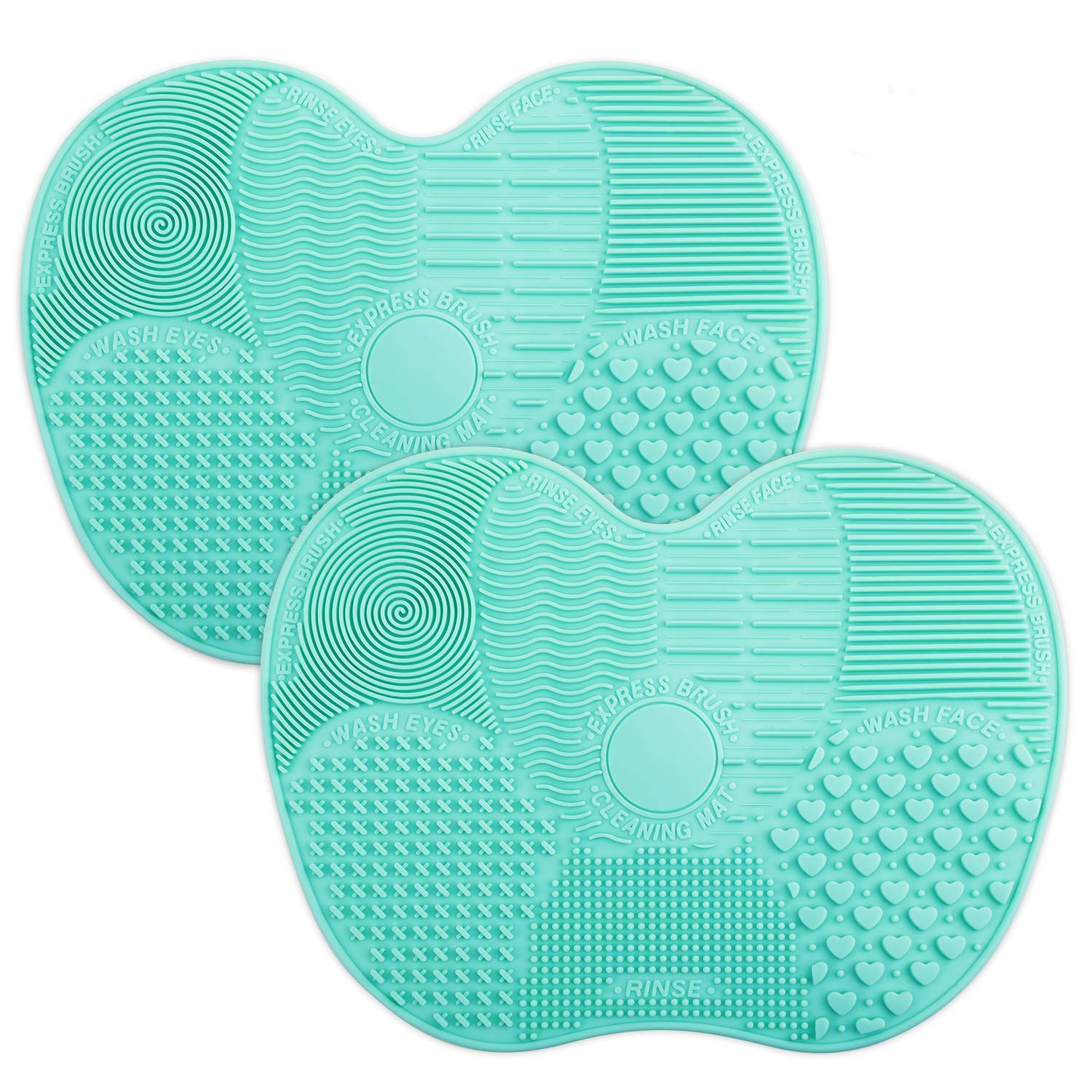 2-Pack Brush Cleaning Mats, Easkep Makeup Cleaner Pad Portable Washing Tool Scrubber with Suction Cup Set of 2 Cosmetic Silicone (Green+Green): Beauty
