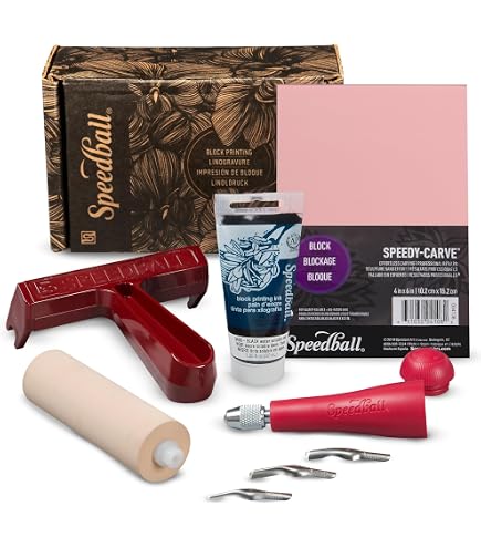 Speedball Pop-in 4 Roller Brayer Kit - Foam, Rubber, Hard & Acrylic Rollers For Printmaking & Crafts