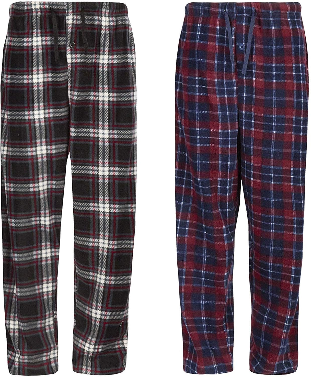 INSIGNIA 2 Pack Mens Fleece Check Pyjamas Lounge Pants Bottoms