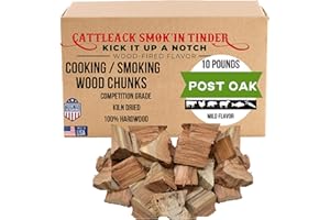 Cattleack Smok'in Tinder Wood Chunks for Smoking Meat, Elevate Your BBQ with Premium Grilling Chunks, Approx.10 lbs All-Natural Kiln-Dried Smoking Wood, Proudly from USA, Grill Like a Pro (Post Oak)