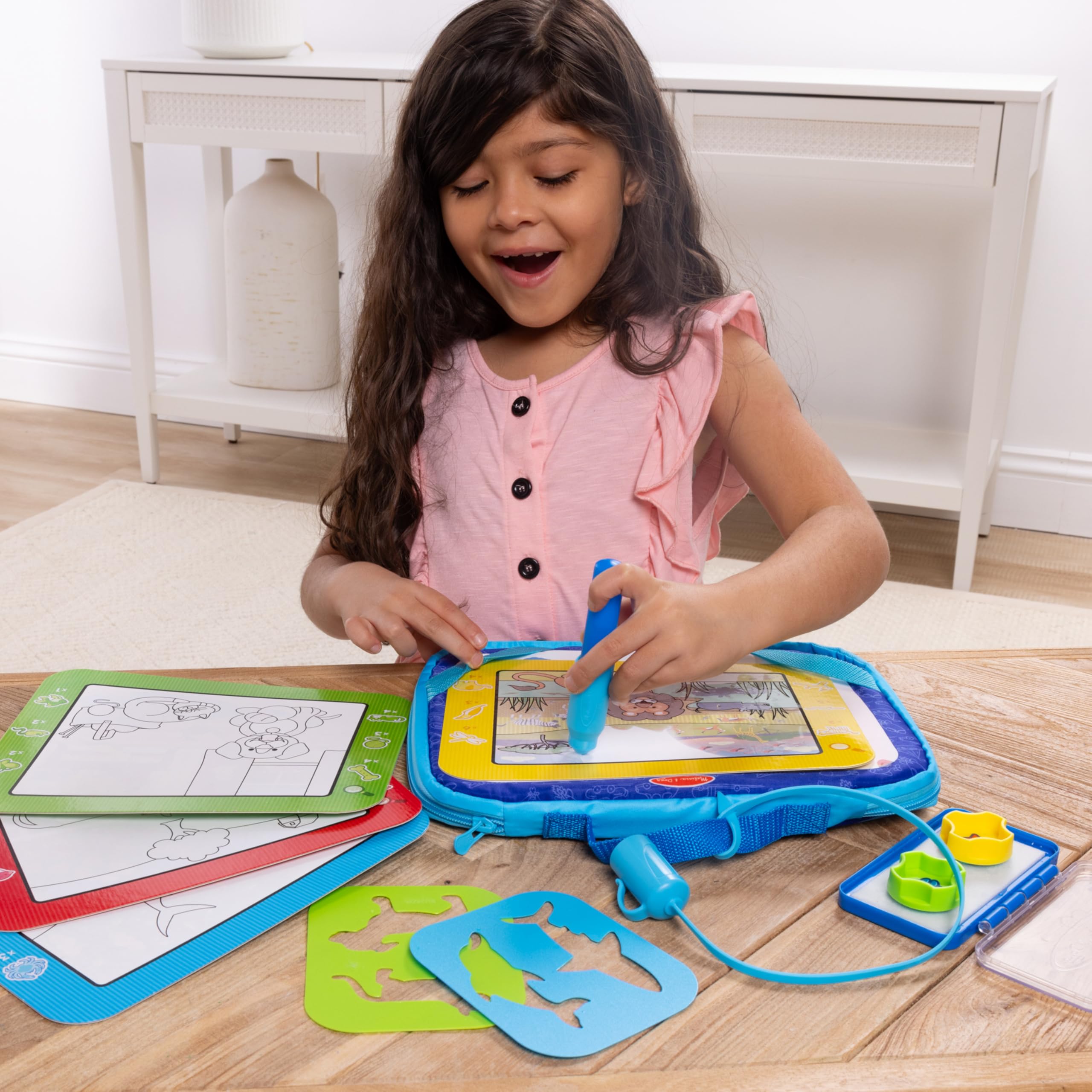 Melissa & Doug Water Wow! Take-Along Reusable Color-Reveal Drawing Set Mess-Free Multi-Activity Pad with Water PenTravel Toy for Toddlers & Kids Ages 3+