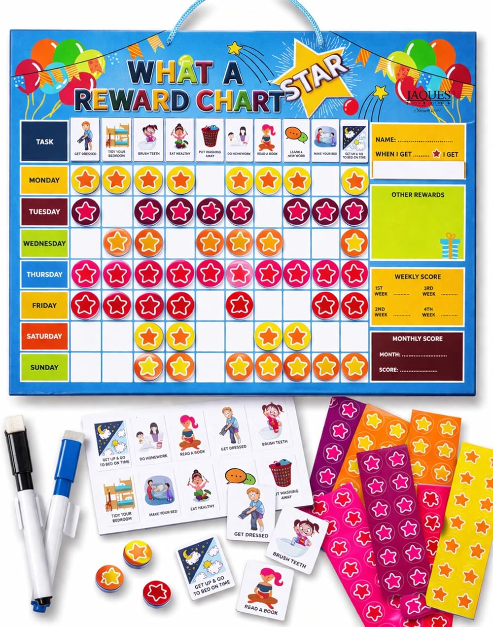 Jaques of London Toddler Reward Chart with Magnetic Stickers 3+