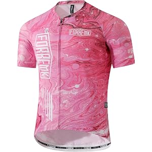 FORBEMK Men’s Cycling Jersey, Breathable Quick-Dry Mountain Bike Shirt with Zipper for Road Cycling MTB Training Riding