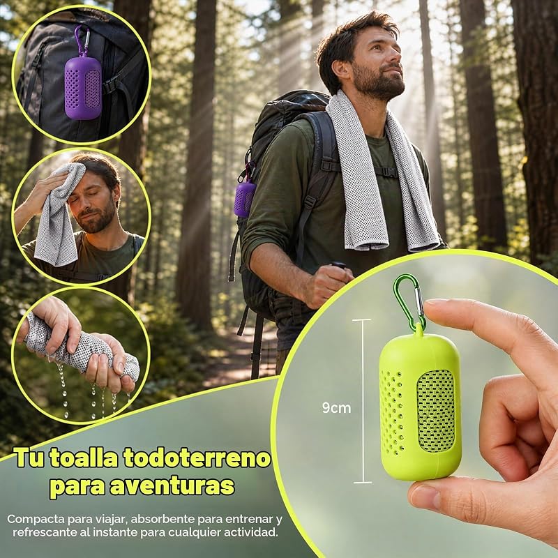 Toalla Refrescante 4 Unidades,Cooling Towel de Microfibra Secado Rápido,Toalla Deportiva Refrigerante para Fitness Running Yoga Gimnasio,Toalla Ligera Transpirable 30 x 90 cm con Funda de Silicona