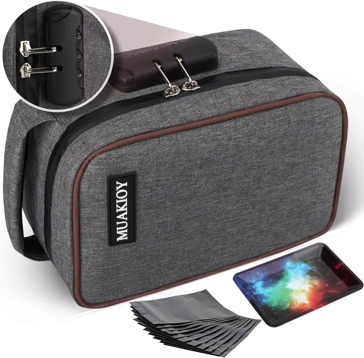 Smell Proof Bags with Combination Lock, Triple Smell Blocking Carbon Lined Odor Proof Stash Storage Pouch, Premium Medicine Container Case for Travel - Indoor/Outdoor