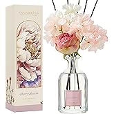 COCORRÍNA Reed Diffuser - Cherry Blossom 8.5 Fl.oz/ 250ml Flower Diffuser with 8 Sticks, Reed Diffusers for Home Bathroom Shelf Decor (Botanical Flower Collection)