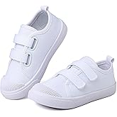 Boy's Girl's Toddlers Canvas Sneakers Slip-On Lightweight Kids White Sneakers Casual Skin-Friendly Walking Running Shoes(Toddle/Little Kids/Big Kids)