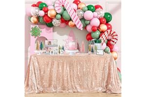 B-COOL New Rose Gold Tablecloth Sequin Table Cloth 90x132 Inch Cover Wedding Table Cloths Christmas Tablecloth Sequin Panels 