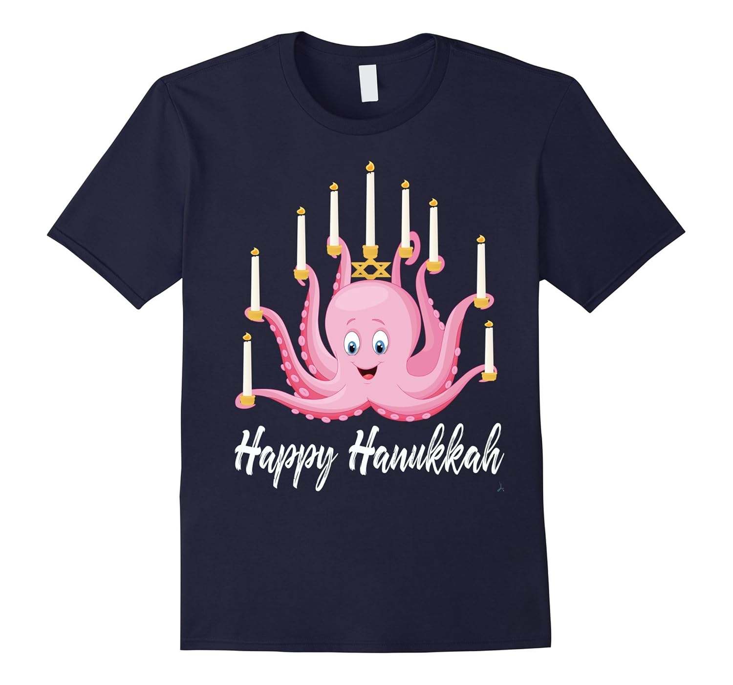 Happy Hanukkah Octopus Menorah Funny Holiday T-Shirt Gift-Rose