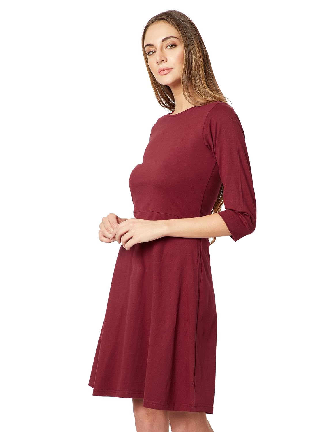 New Ladies Womans Rayon Dress 3/4 Sleeve Short Midi Party Dress | eBay