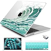 Batianda for New MacBook Air 13.6 inch Case with M4 M3 M2 Chip 2025 2024 2022 Release Model A3240/A2681/A3113 Designed Protective Plastic Hardshell & Keyboard Cover & Screen Protector, Waves