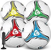 Tradder 4 Pack Soccer Ball with Pump Size 3 4 5 Deflated Soccer Ball for Outdoor Indoor League Game Sport Practice Training Gift for Kid Youth Teen Adult Back to School