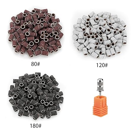 Belle 300pcs Schleifhülsen Grob 80'120'180' Körnung Maniküre/Pediküre/Hornhaut Für Nagelfräser Mit 1 Schleifwalze Dorne Schle