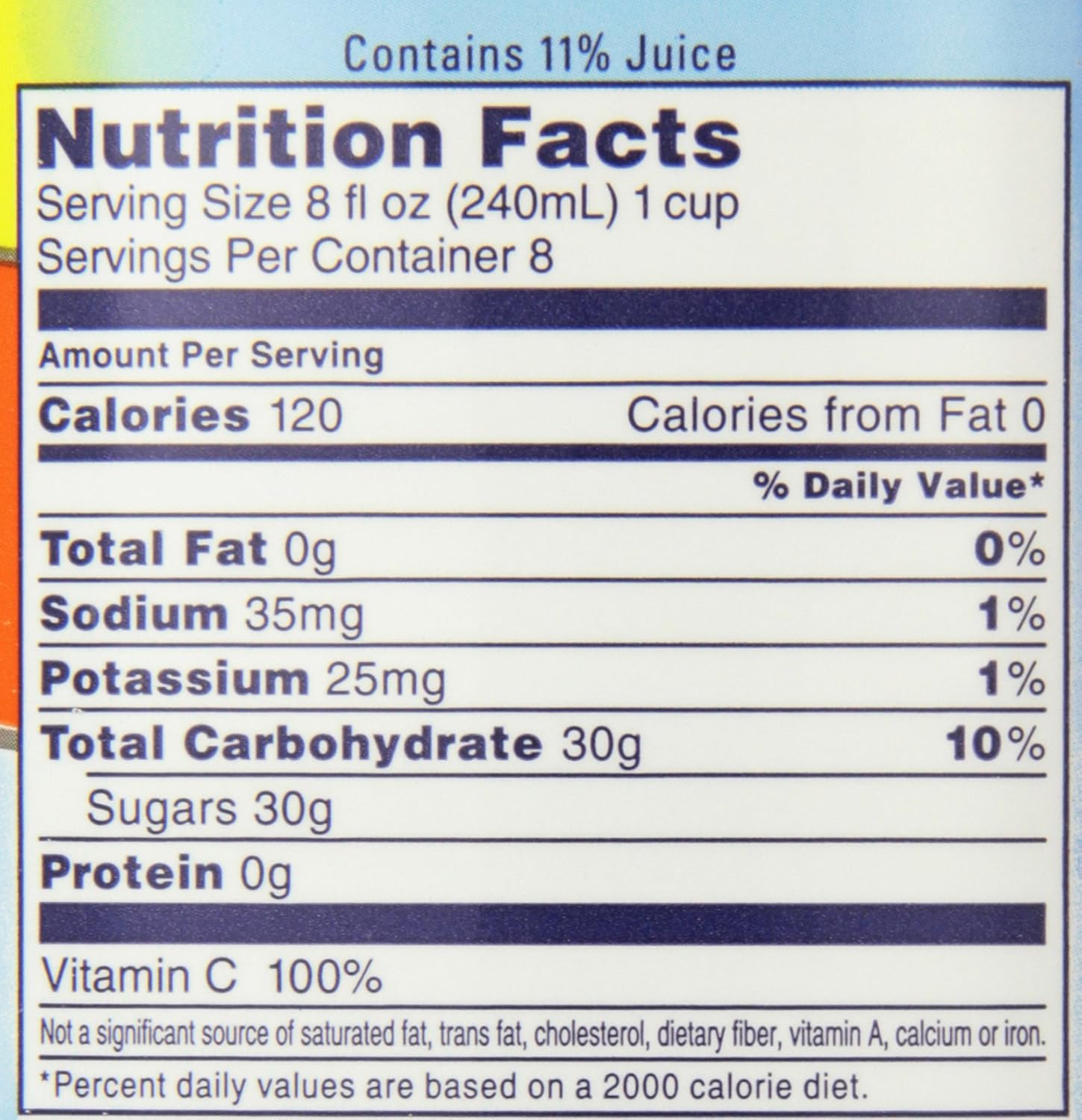 ocean spray strawberry kiwi nutrition facts