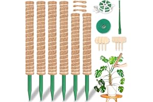 KintKita Large Moss Pole Monstera Plant Support Stakes 116 Inch,4 PCS 20.8 Inch & 2 PCS 16.5 Inch Moss Poles for Plants,Plant Poles for Climbing Plants,Coco Coir Pole for Indoor Plant Grow Upwards