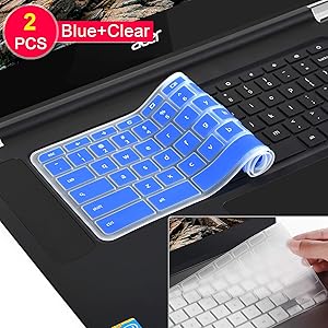 [2Pcs] Keyboard Cover for Lenovo Flex 11 Chromebook C330,Lenovo Chromebook N20 N21 N22 N23 100e 300e 500e 11.6 inch Chromebook, Chromebook N42 N42-20 14 inch,Lenovo Flex 3 2-in-1 (Blue+Clear)