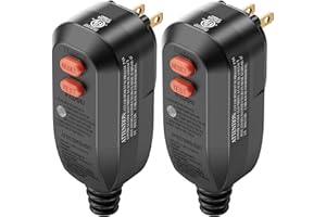 LOLARAN GFCI Replacement Plug,Auto Reset 15 Amp 2 Prongs,Waterproof,Ground Fault Circuit Interrupter Safety Plug for Air Conditioner,Pressure Washer,Pumping,Hot Tub,Black,2 Pcs