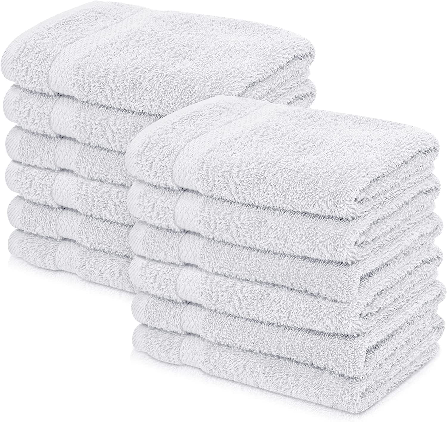 Wholesale Trade Dealz 12 X Face Cloth Flannels (30 x 30 cm-600GSM) 100% Egyptian Cotton Wash Cloths Quick Dry & Absorbent Towel Set for Gym,Spa,Golf (White, Cotton)