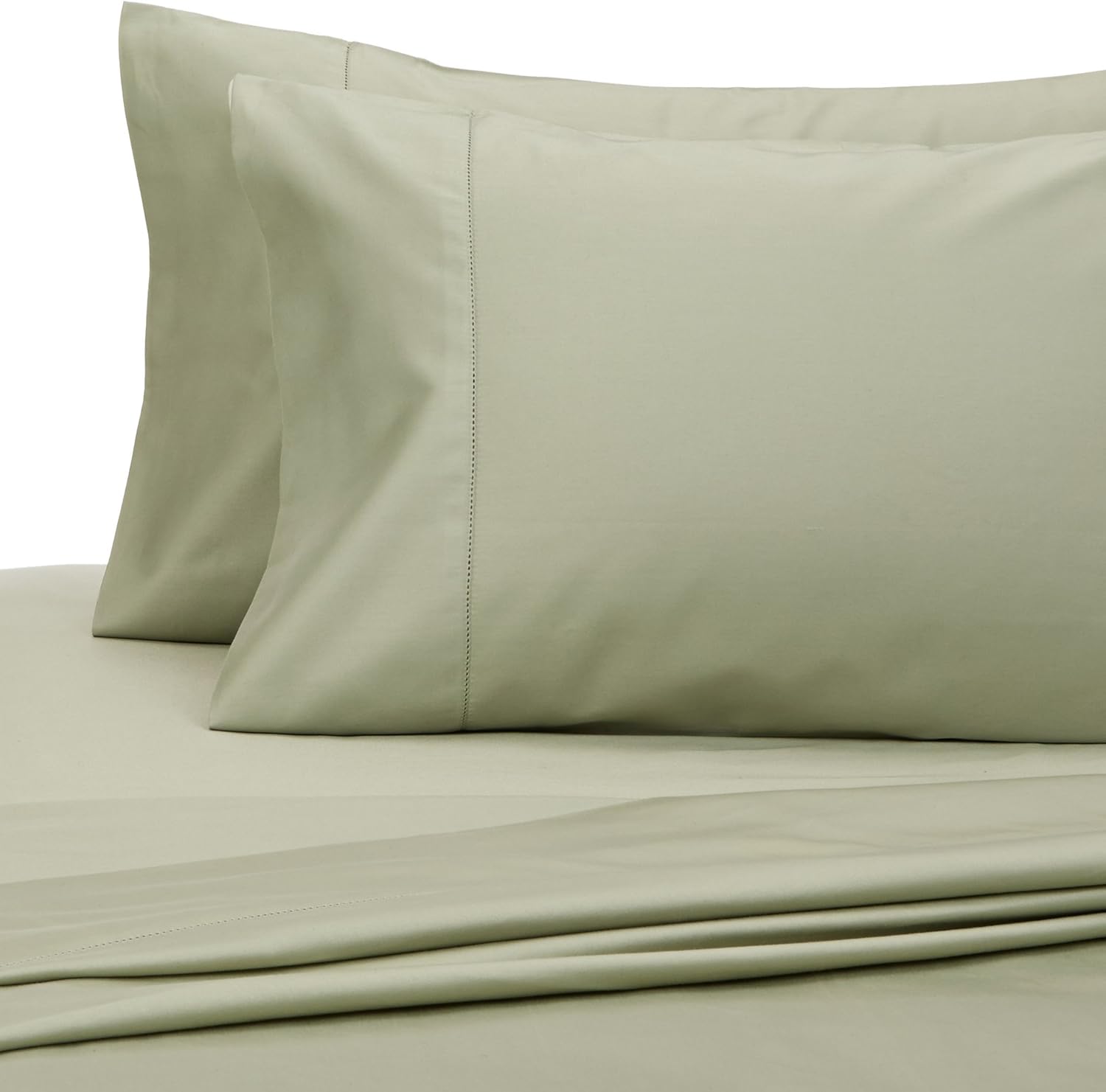 Pinzon 400 Thread Count Egyptian Cotton Sateen Hemstitch Sheet Set - Queen, White: Home & Kitchen