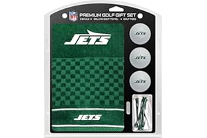 Team Golf NFL New York Jets Gift Set: Embroidered Golf Towel, 3 Golf Balls, and 14 Golf Tees 2-3/4" Regulation, Tri-Fold Towel 16" x 22" & 100% Cotton