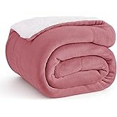 Bedsure GentleSoft Sherpa Fleece Throw Blanket for Couch, Non-Heated, Thick and Warm Throw for Girls and Women, Soft Fuzzy Plush Blanket for Winter, Dusty Rose, 50x60 Inches