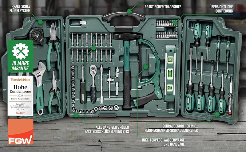 Brueder Mannesmann Werkzeuge - M29085 - Juego de herramienta universal en maletín abatible
