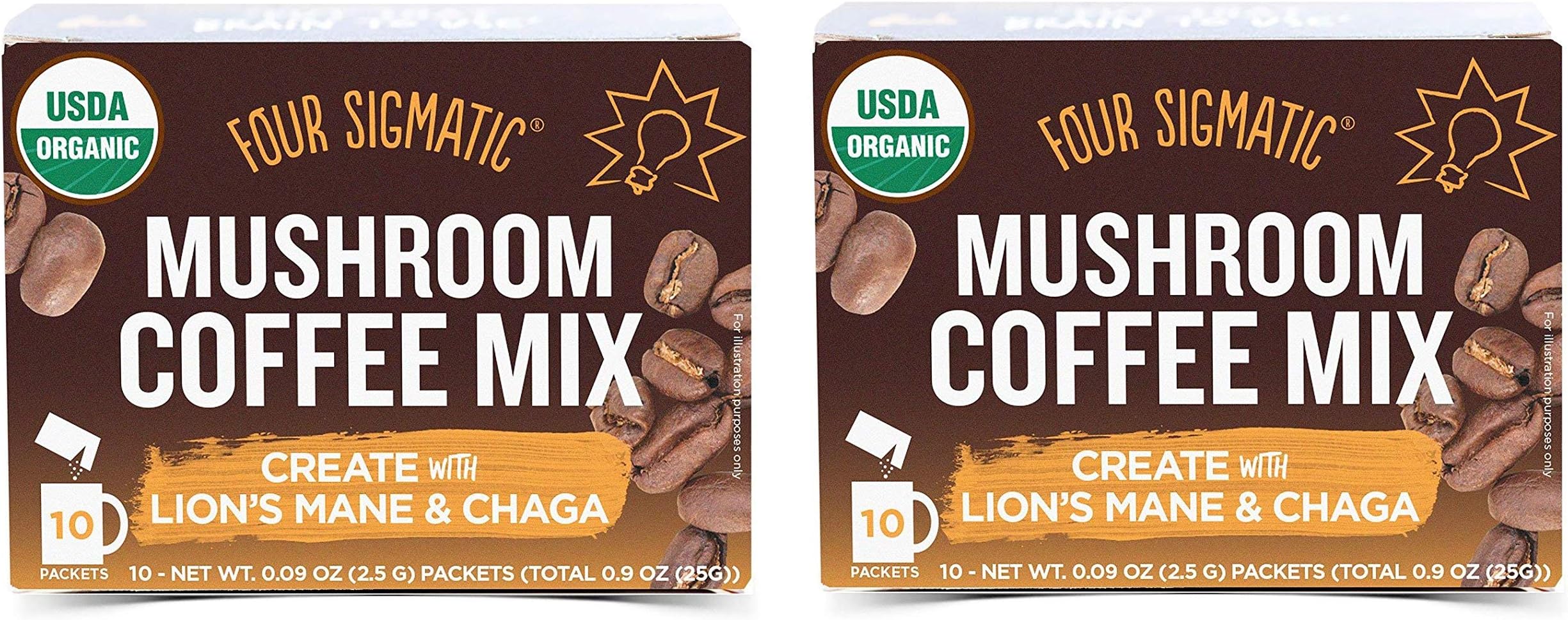 Four Sigmatic Mushroom Coffee, USDA Organic Coffee with Lion’s Mane and Chaga mushrooms, Productivity, Vegan, Paleo, 10 Count, Packaging May Vary - PACK-2