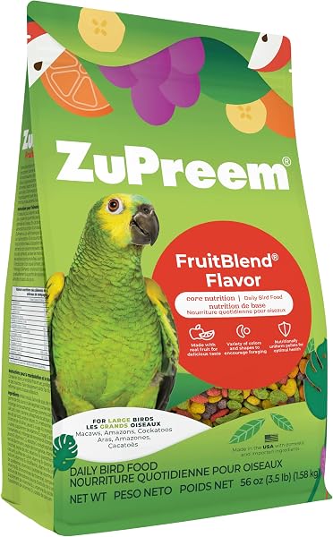 ZuPreem FruitBlend Macaw & Cockatoo Food, Uniform Bird Food, L, 3.5 lb | Bird Food Pellets, Real Fruit, Fruit Blend, Macaw Fo