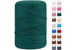 LEREATI Polyester Macrame Cord 3mm x 185yards, Braided Macrame Cord Polypropylene Silk Cord, Crochet Bag Polyester Yarn for Crocheting, Bag, Wall Hangings, Rug, DIY Crafts (Light Dark Green)