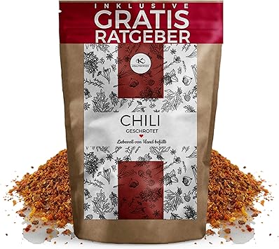 Chili Chilischoten Geschrotet 250g Getrocknete Chillis Mit Kernen Grob Gemahlen Inkl Gratis Ratgeber Chiliflocken Mild Fur Chilimuhle Capsaicin Amazon De Drogerie Korperpflege