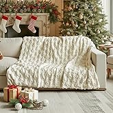 Horaldaily Christmas Blanket Throw, Beige Christmas Tree Soft Fuzzy Plush Faux Fur Cozy Blankets for Couch Sofa Bed Lounging, Ideal Gifts for Kids Adults Wife Self, 50x60