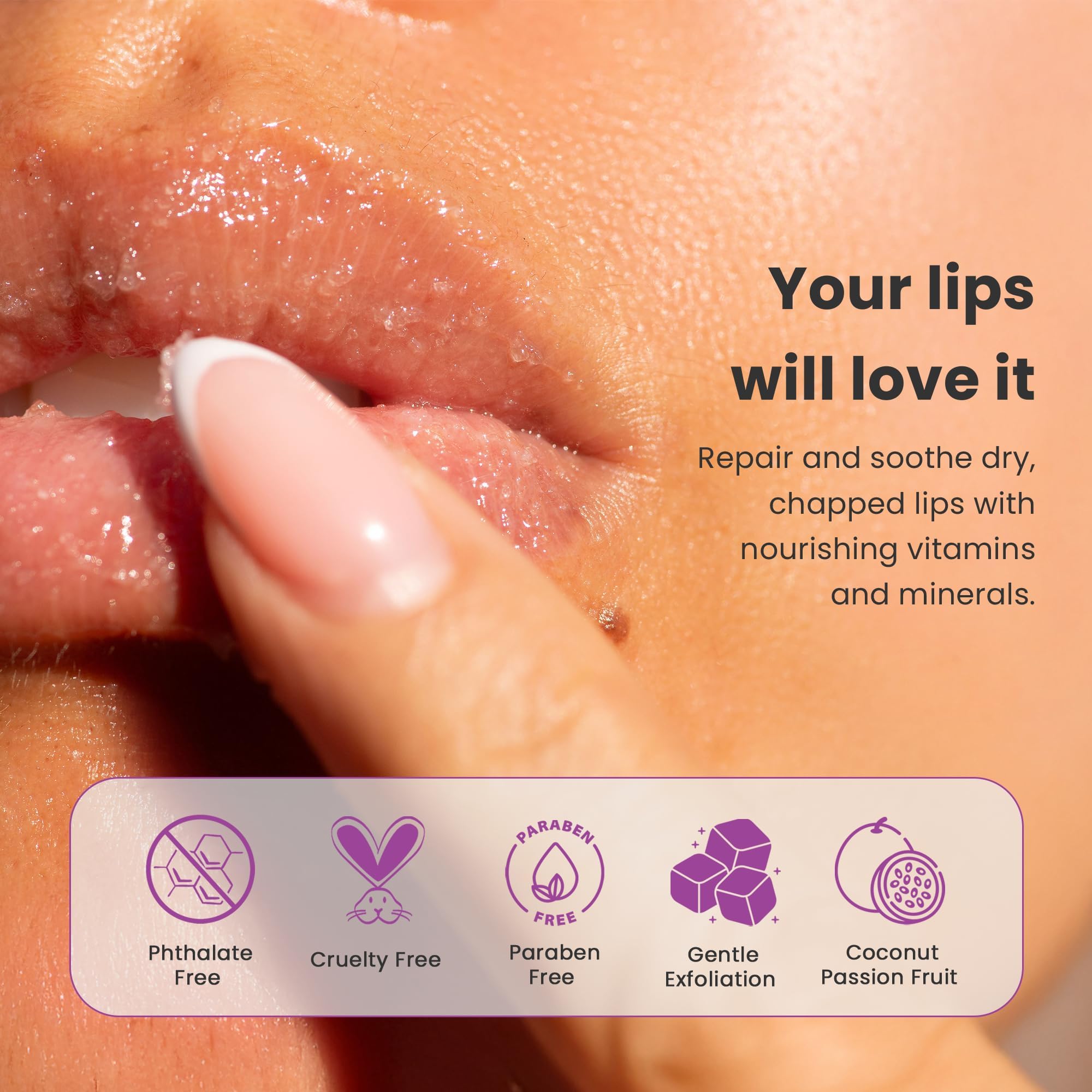 Dermasuri - Lip Exfoliator Scrub & Moisturizer - Sugar Scrubs for Soft Smooth Lips, Overnight Hydration, Brighten Dark Lips - Stocking Stuffer Gifts for Women - Coconut Passion Fruit Flavor- 20g/0.7oz