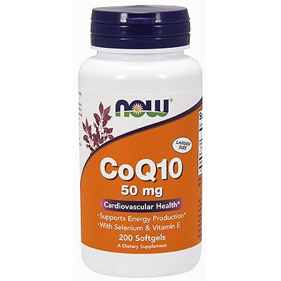 NOW Supplements, CoQ10 50 mg, Pharmaceutical Grade, All-Trans Form produced by Fermentation, 200 Softgels
