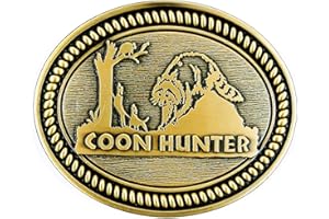 Hunter Animal Design Cowboy Belt Buckles, Coon Hunter, middle